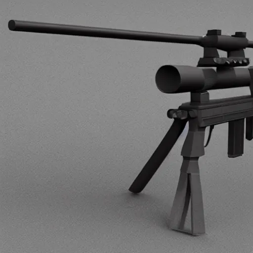 Image similar to a 3 d printed barrett 5 0 cal sniper rifle, hd, hyper realistic, rendered in unreal engine 5 at mex resolution.