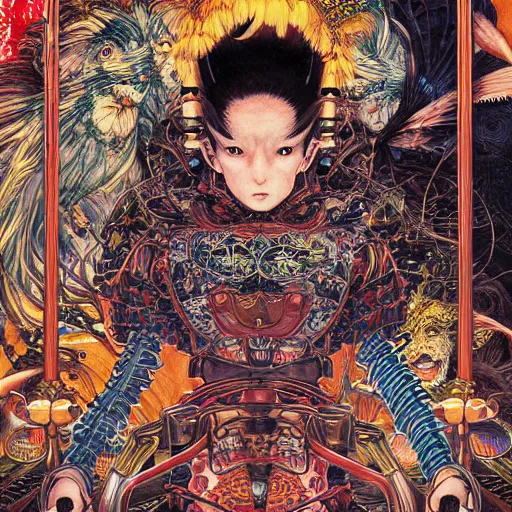 Image similar to portrait of crazy lo - pan, symmetrical, by yoichi hatakenaka, masamune shirow, josan gonzales and dan mumford, ayami kojima, takato yamamoto, barclay shaw, karol bak, yukito kishiro