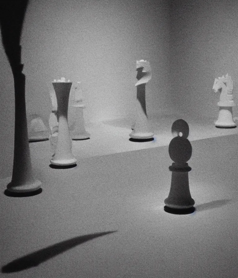 Image similar to minimal realistic textured chess - piece readymade by marcel duchamp in a museum, color bleed, light leak, marcel duchamp, man ray, hito steyerl, saadane afif