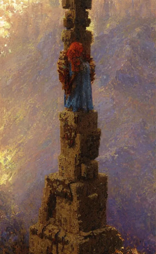 Image similar to Minecraft Herobrine Totem,painting by Gaston Bussiere, Craig Mullins