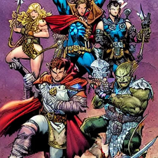 Prompt: Dungeons and Dragons cover by jim lee, marvel comics