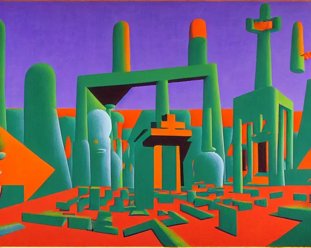 Image similar to aztec art style. liminal space. the backrooms. sun temple. magritte and matisse and yves tanguy art style