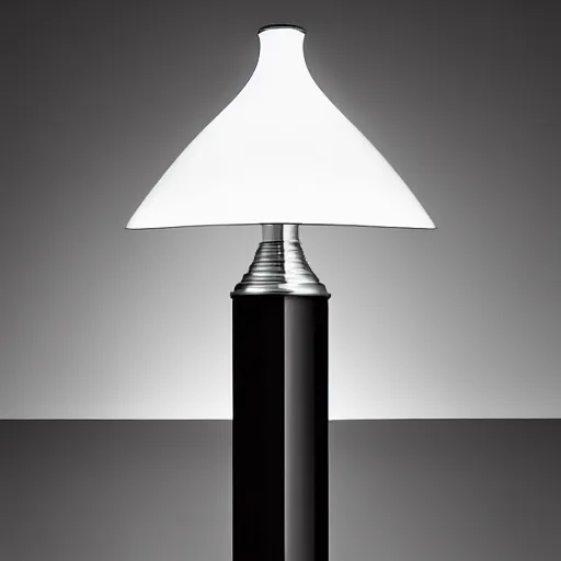 Image similar to a table lamp designed by armani in the shape of perfume, advertising photography