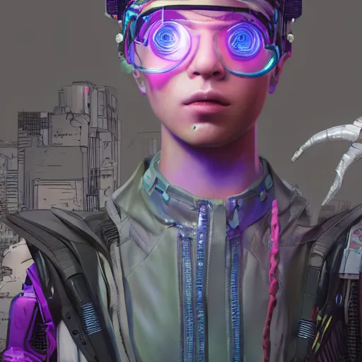 Prompt: in-game screenshot of cyberpunk mixed race boy wearing futuristic headpiece, comic illustration by Josan Gonzalez and Geof Darrow, 3d render, Unreal Engine, octane render, ray tracing, Unity, highly detailed, high quality, HD, 4k, 8k, realistic, sharp, trending