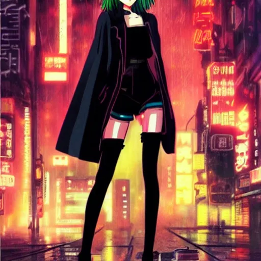 Image similar to an anime cute girl in blade runner 2047