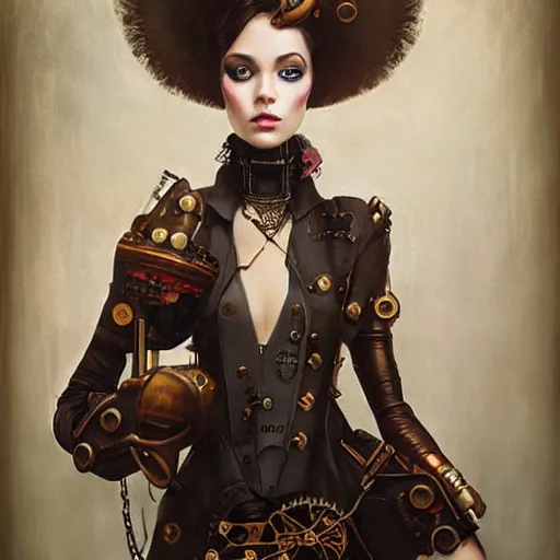 Prompt: lofi steampunk portrait pixar style by Lita Cabellut and Stanley Artgerm and Tom Bagshaw