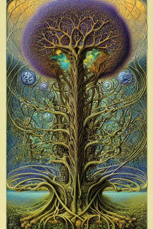 Image similar to tree of life by roger dean and andrew ferez, art forms of nature by ernst haeckel, divine chaos engine, symbolist, visionary, art nouveau, botanical fractal structures, organic, detailed, realistic, surreality