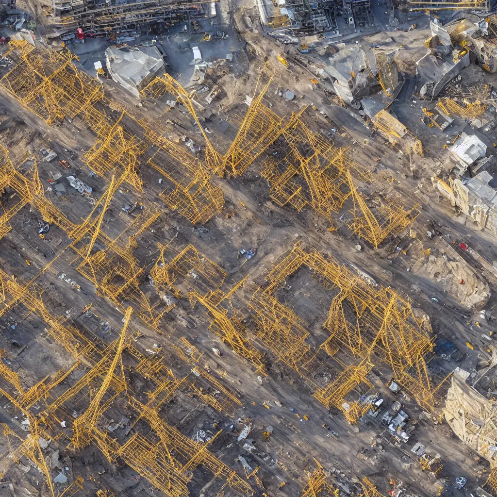 Image similar to golden construction site, birds eye view