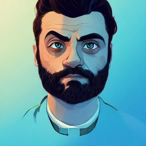 Image similar to Portrait of Oscar Isaac as a wizard, mattepainting concept Blizzard pixar maya engine on stylized background splash comics global illumination lighting artstation lois van baarle, ilya kuvshinov, rossdraws