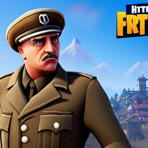 Prompt: screenshot of hitler in fortnite