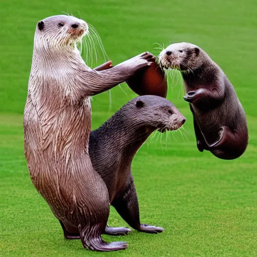 Image similar to otters'playing football