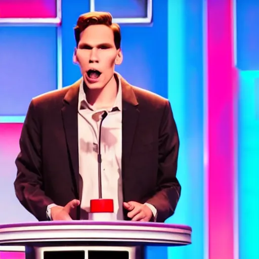 Image similar to jerma 9 8 5 doing a ted talk, wide shot, high resolution