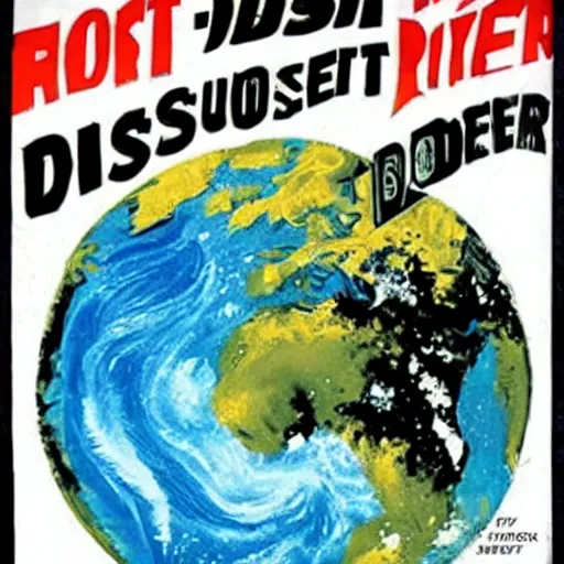 Image similar to Film publicity poster for comic-disaster movie of Earth being stuck by asteroid