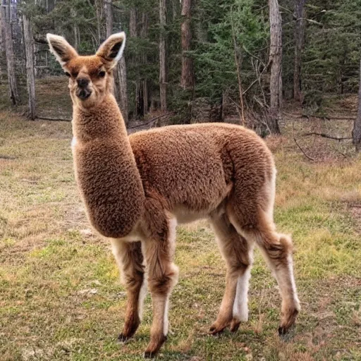 Prompt: a full crown alpaca - coyote - moose hybrid