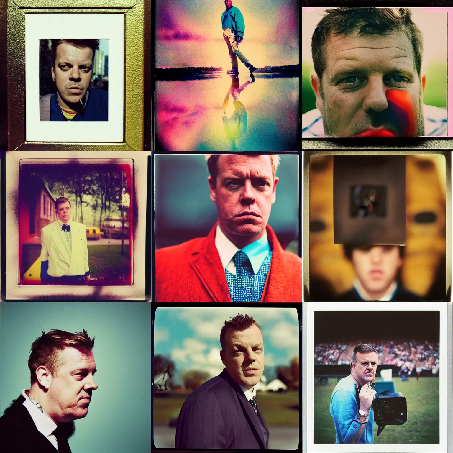 Prompt: Suggs, Graham McPherson, polaroid photograph, brilliant colors, depth of field