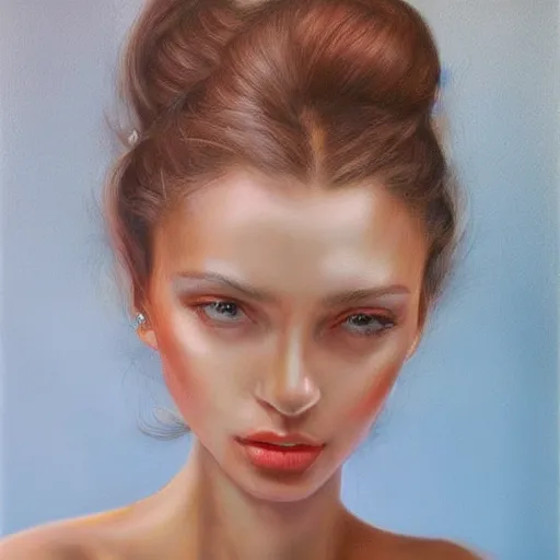 Image similar to ultra realistic portrait of a beautiful woman, so pretty, lovely, stunning look, fantasy, hyperrealism,