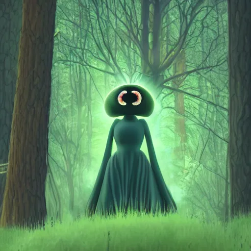 Image similar to flatwoods monster is my lord and savior, deep forest, high definition, 8 k, photorealistic, highly detailed