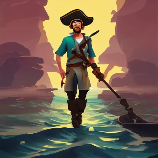 Image similar to painting jack the pirate on sea of thieves game avatar hero smooth face median photoshop filter cutout vector behance hd by jesper ejsing, by rhads, makoto shinkai and lois van baarle, ilya kuvshinov, rossdraws, illustration, art by ilya kuvshinov and gustav klimt