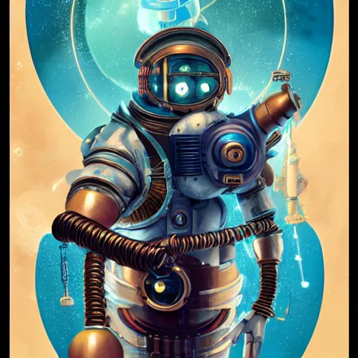 Prompt: space lofi steampunk bioshock portrait, Pixar style, by Tristan Eaton Stanley Artgerm and Tom Bagshaw.