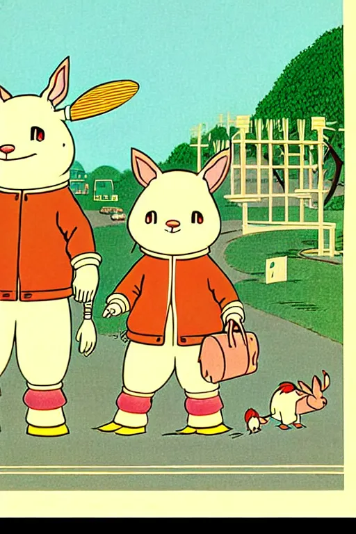 Prompt: by richard scarry. donkey. a 1 9 5 0 s retro illustration. studio ghibli. muted colors, detailed