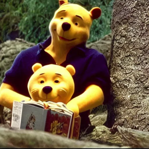 Image similar to A still of Keanu Reeves as Winnie the Pooh