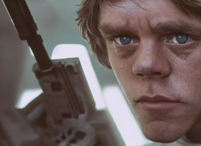 Prompt: stunning detailed portrait of luke skywalker at the new jedi temple. return of the jedi. 1988, Photographed with Leica Summilux-M 24 mm lens, ISO 100, f/8, Portra 400