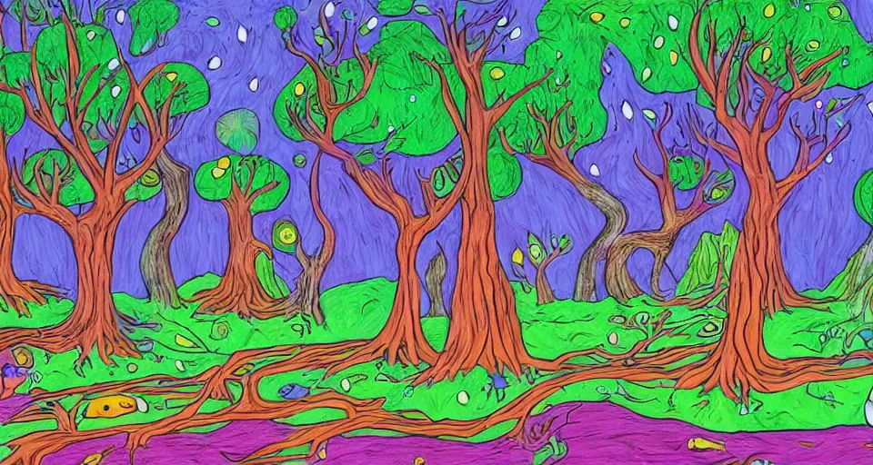 Image similar to Enchanted and magic forest, by Allie brosh