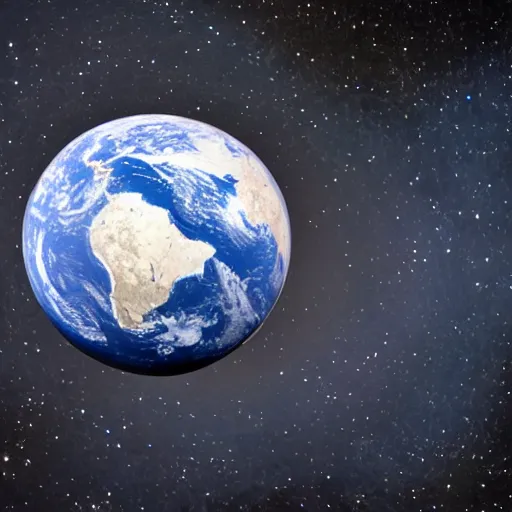 Image similar to photo of planet made out of rubber band ball, view from space