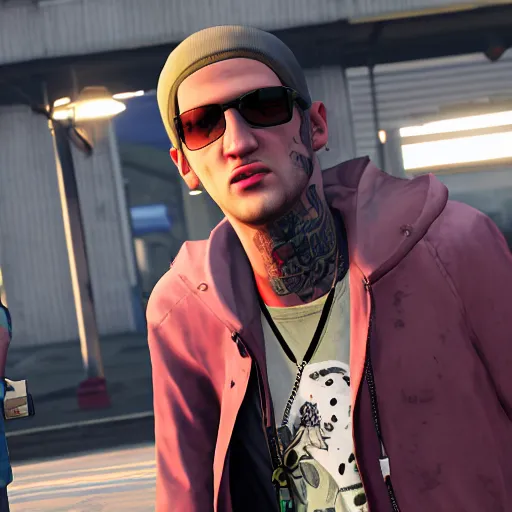 Image similar to lil peep in grand theft auto 5, hd screenshot