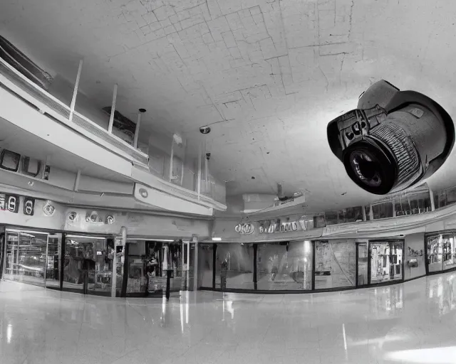 Prompt: camera footage of a Gigantic Headcrab in an abandoned shopping mall, high exposure, dark, monochrome, camera, Unreal engine 5, grainy, CCTV, security camera footage, timestamp, zoomed in, fish-eye lens, headcrab, cockroach, spider, horrifying, lunging at camera :4