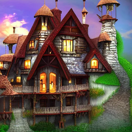 Image similar to a fantasy house, digital art