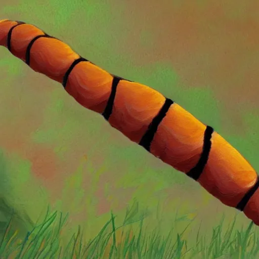Image similar to caterpillar cawling along a stick concept art, highly detailed, high quality, bright colors,