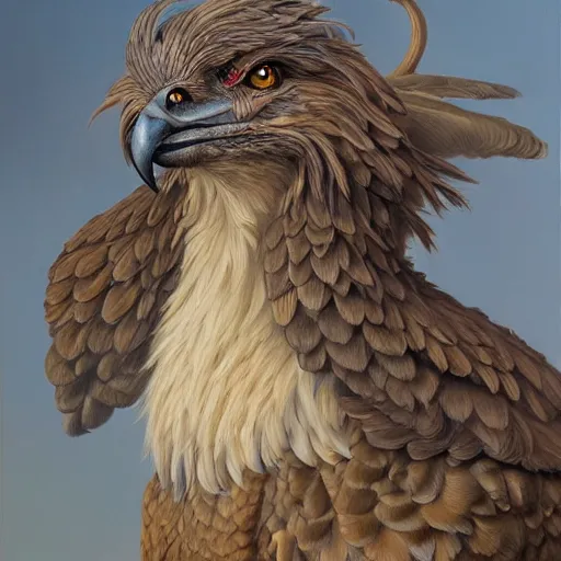 Image similar to a realistic oil painting portrait of a griffon, highly detailed, trending on artstation, by james gurney and michael whelan