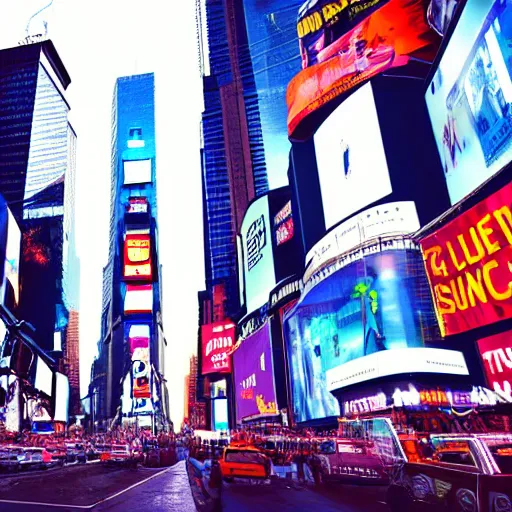 Image similar to times square in a cyberpunk setting