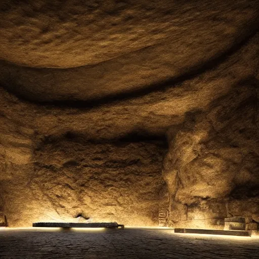 Image similar to ancient cave, nahuatl script, technology, hall of records, glowing, photorealistic