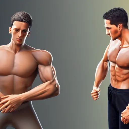 Image similar to a realistic detailed photo of a guy who is an attractive humanoid who is half robot and half humanoid, who is a male android, attractive and handsome jogger, shiny skin, posing like a statue, blank stare, in a factory, on display, showing off his muscles, wearing gym shorts, side view, looking at each other mindlessly