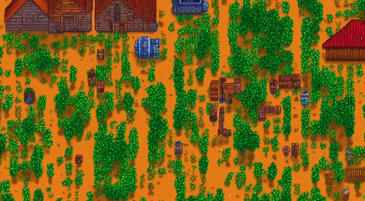 Prompt: Stardew Valley nuclear wasteland, concept art, cinematic