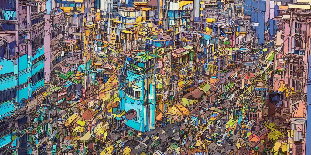 Image similar to colombo sri lankan city street, art by Josan Gonzalez