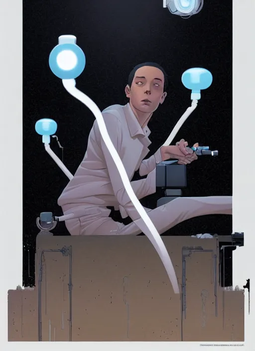 Image similar to poster artwork by Michael Whelan and Tomer Hanuka, Portal Gun, clean