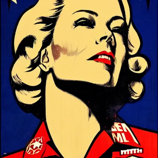 Image similar to megyn kelly, portrait, style of WWII propaganda poster, by shepard fairey