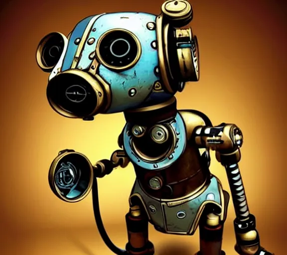 Image similar to futuristic steampunk ferret - shaped mech, steampunk bioshock - inspired ferret - robot, borderlands - inspired ferret - shaped robot