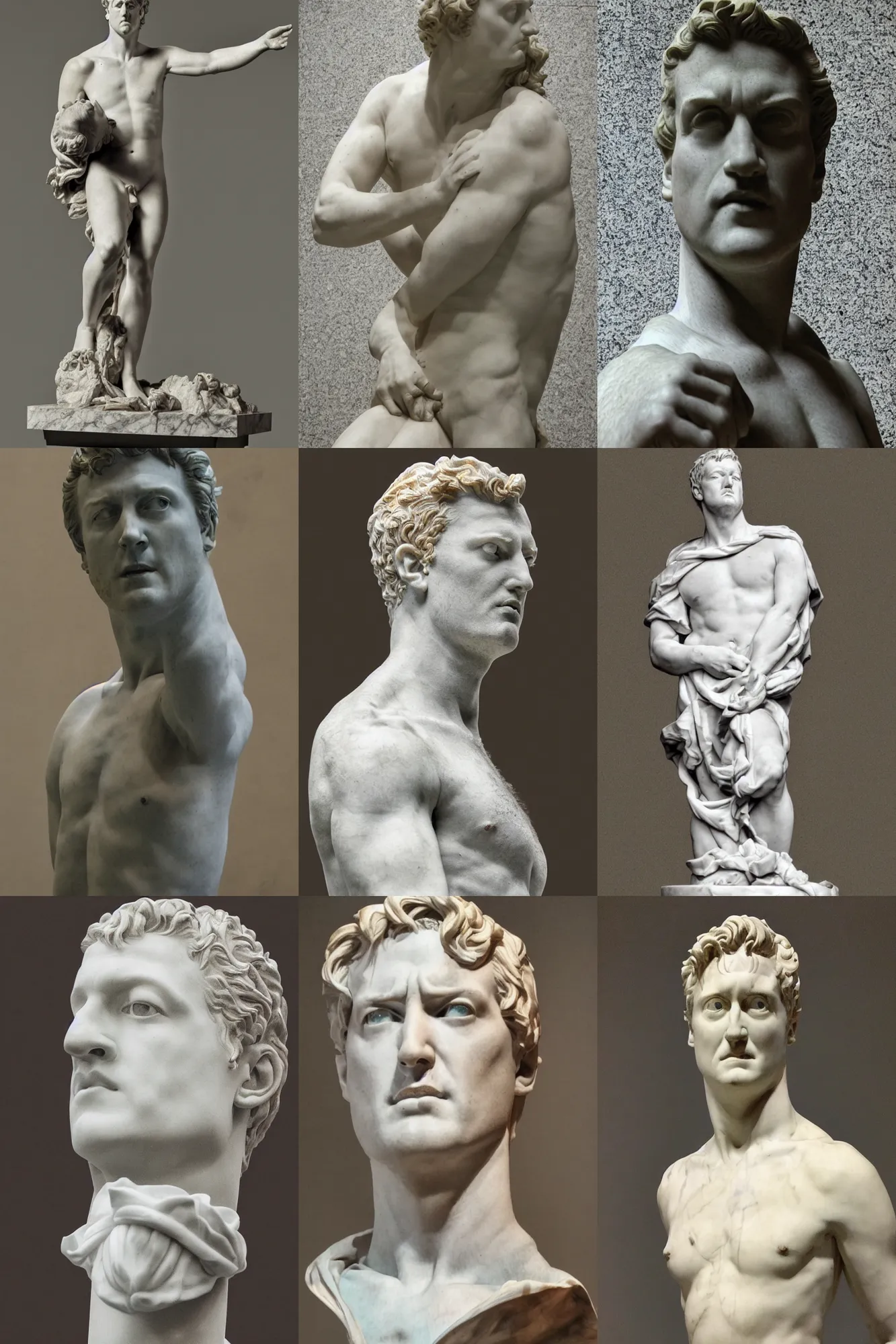 Prompt: marble statue of Josh Homme by Michelangelo, masterpiece, museum, high quality, 4k