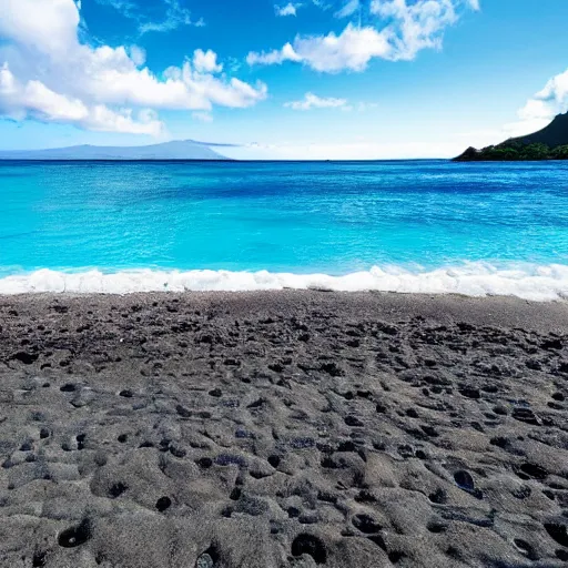 Image similar to Artstation art of a beautiful beach with fantastic luxury blue colors on the beach of hawaii, UHD quality, stunning beauty, incredible light from the Sun, award-winning beauty