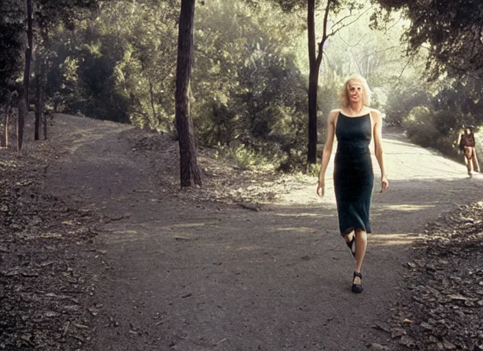 Image similar to Naomi Watts walking Mulholland Drive, Gregory Crewdson, Joel Sternfeld