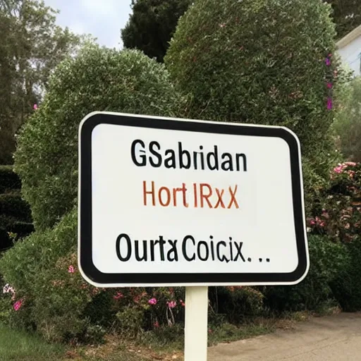 Image similar to a cardboard sign that says gxrch posted at a suburban street corner, photograph