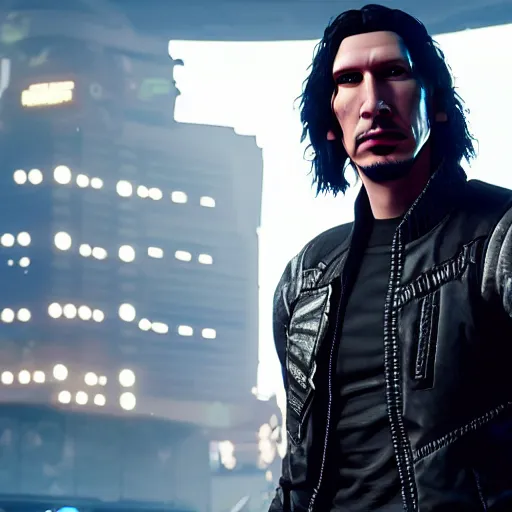 Image similar to Adam driver as a character in cyberpunk 2077