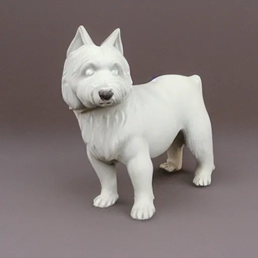 Prompt: Greek amphora depicting a westie