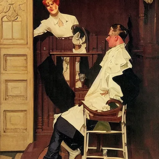 Prompt: a big house by J. C. Leyendecker