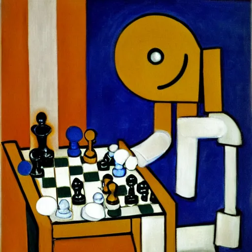 Prompt: An oil painting by Matisse of a humanoid robot playing chess