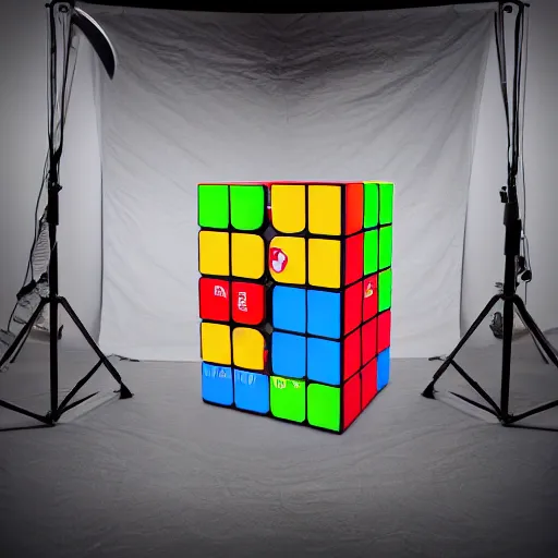 Image similar to rubik's cube advertisement professional studio photography 8 k, highly detailed, studio lighting